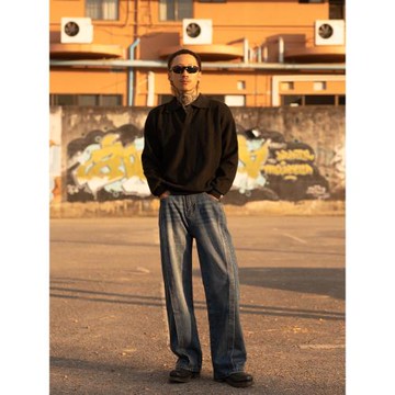 PUBLIC RADIO｜池袋公園西口東京千禧年原牛前中線折角闊腿牛仔褲