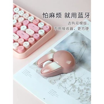 兔子無線鼠標藍牙輕音雙模女生可愛動物辦公ipad平板mac電腦通用