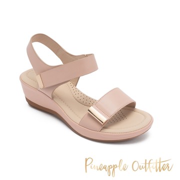 Pineapple Outfitter-ICKETT 真皮寬帶舒適休閒涼鞋-藕粉色