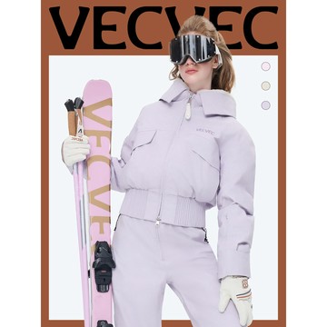 VECVEC滑雪服 少女外套冬季保暖 羽絨防風防水滑雪外套 耐磨戶外休閒運動時尚滑雪服 成人滑雪服 女士滑雪上衣