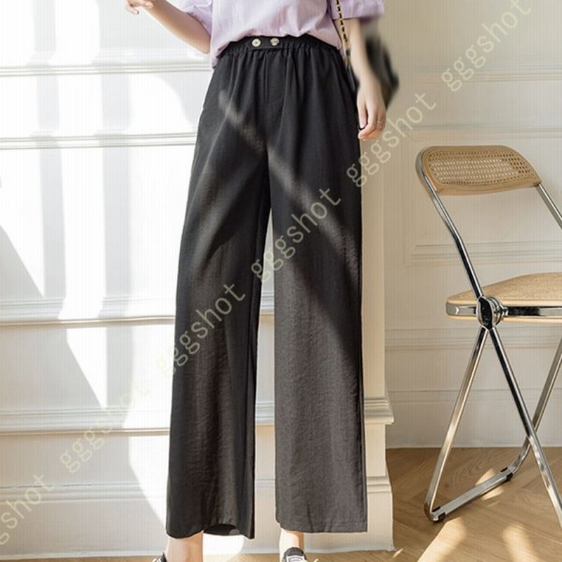 コットンリネン リネンパンツ サルエルパンツ 綿麻 黒 ワイドパンツ リネン レディース ズボン ゴム ポケット 綿麻キャンバス パンツコーデ 通販 Lineポイント最大get Lineショッピング