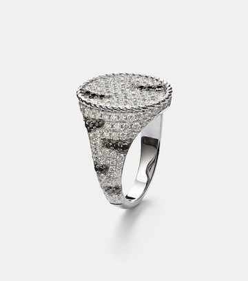 Yvonne Léon Zèbre 18kt white gold pinky ring with diamonds