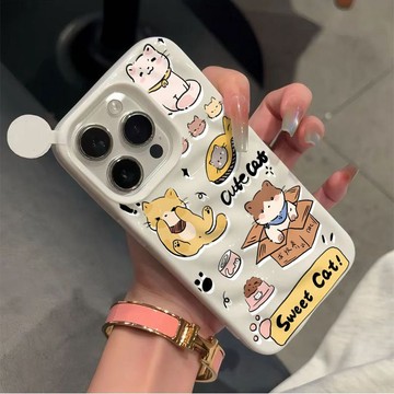 ✨iphone可愛手機殼✨隕石紋可愛小貓適用蘋果17手機殼iphone16pro15/14防摔13/12硅膠