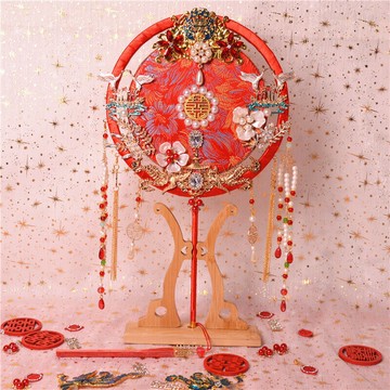 新娘喜扇秀禾服團扇結婚婚禮團扇古風扇子出嫁扇喜字扇中式手捧花
