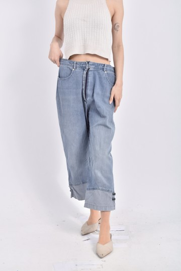 加購優惠(XL) 巧玲瓏高腰丹寧牛仔素面藍色長褲