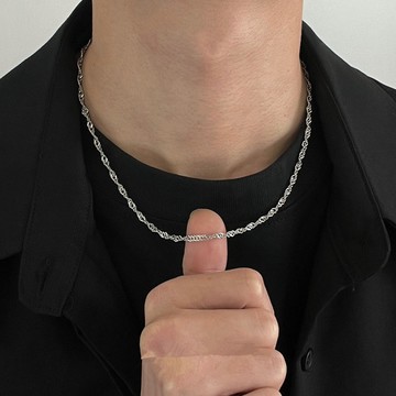 鈦鋼波浪項鍊男女款時尚個性簡約潮流鏈