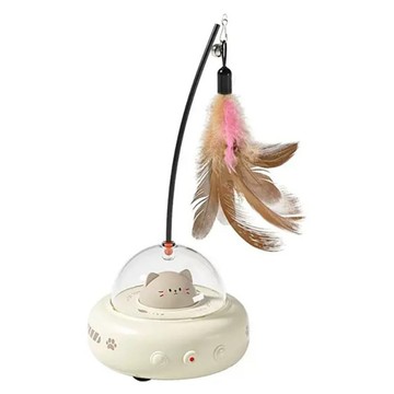 SUnORO 飛船造型智能逗貓玩具  奶咖色  1個  WJ01