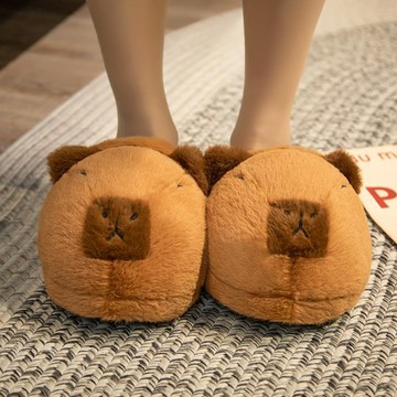 【家寵LOVEHOME】 LOVEHOME 水豚君可愛棉拖鞋 保暖棉拖鞋 情侶毛毛鞋 (ONE SIZE)