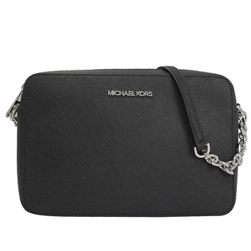 MICHAEL KORS JET SET ITEM 經典鍊條斜背方包.黑銀