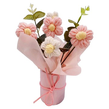 A-ONE 匯旺 針織毛線花束 含提袋 卡片和LED燈  彩色  1組