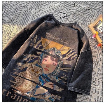 『隔日達！』重磅  美式高街 復古T恤 超百搭 短袖T恤 OVERSIZE 設計感上衣 T恤女 美式潮牌t情侶上衣 ZB