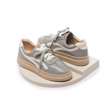 軟實力 潮流線條真皮厚底德訓鞋  岩灰 (503105)