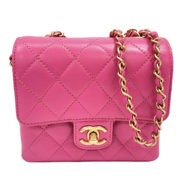 CHANEL 香奈兒 粉紅色 菱格紋 皮革 鍊帶 肩背包 【二手名牌BRAND OFF】
