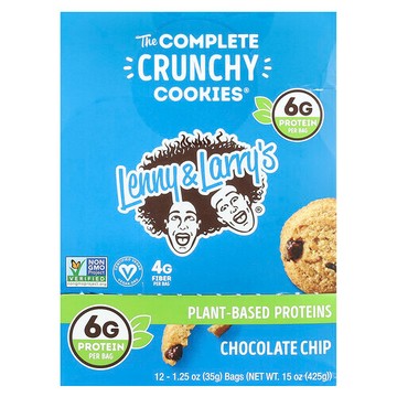 Lenny & Larry's, The Complete Crunchy Cookies®，巧克力碎，12 袋，每袋 1.25 盎司（35 克）