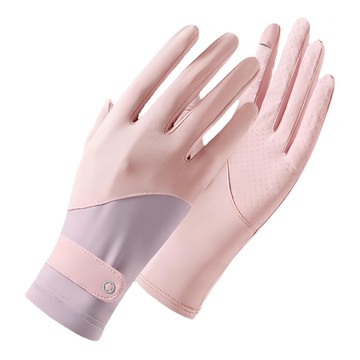 GOLOV.EJOy 冰絲涼感拼色防曬可觸屏騎行手套  專為夏天設計  輕柔舒適  掌心防滑  21 x 8.5cm  櫻花粉  1雙