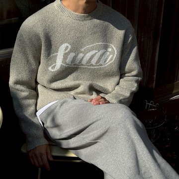 正韓羊羔毛落肩字母印花圓領針織上衣 3色 YUPPIE 預購商品 1118