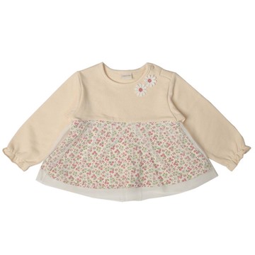 akachan honpo - 長袖休閒上衣-拼接-粉紅色