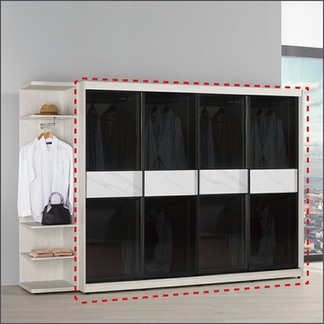 8尺被櫥式鋁框滑門衣櫥黑玻璃 收納衣櫃 推門衣櫥 【149B107415】Leader傢居館149-A211+A211+A211+A211