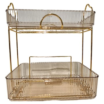 西格傢飾 北歐輕奢化妝品收納抽屜式置物架 PET+金屬材質  透明 + 金色  1個