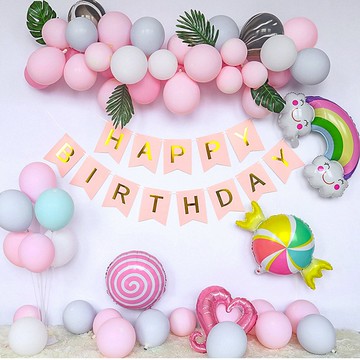 造型氣球 生日派對馬卡龍色系造型布置週歲慶生派對 場地布置氣球 生日派對布置會場 88637
