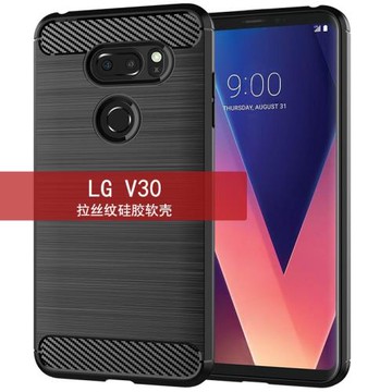 適用LG V30手機殼LG Signature Edition 2017通用保護套簡約拉絲碳纖維紋防滑防指紋防摔軟殼套