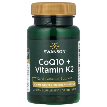 Swanson Vitamins, 輔酶 Q10 + 維生素 K2，60 粒軟凝膠