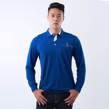 遊遍天下 男款抗UV防曬速乾吸濕排汗機能長袖POLO衫GL1037寶藍