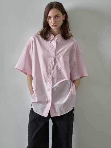Boy-fit Half Shirt [Light Pink]