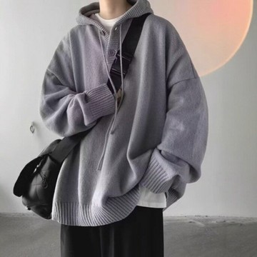 連帽秋冬款針織衫男復古慵懶軟糯寬松學院風毛衣外套簡約百搭上衣鑫弘-衣錦男裝