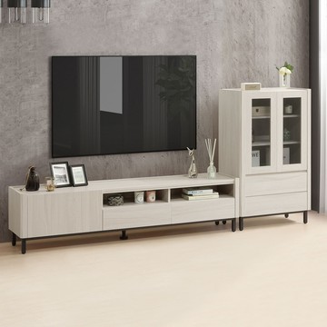 【Homelike】喜家居8.3尺視廳組合櫃(電視櫃+玻璃櫃)(2348)