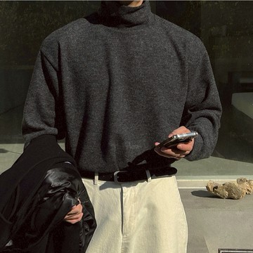 正韓半寬輕盈柔軟抓絨半立領長袖上衣 4色 YUPPIE 預購商品 0126