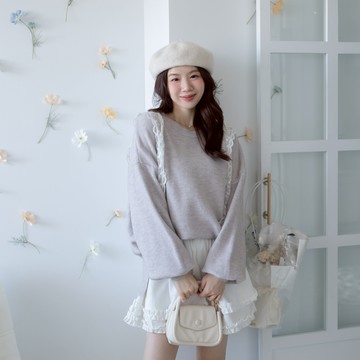 (好感度UP)圓領側開岔寬鬆針織毛衣 XN8137122【現貨】