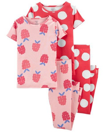 Kid 4-Pieece Raspberries 100% Snug Fit Cotton PJs