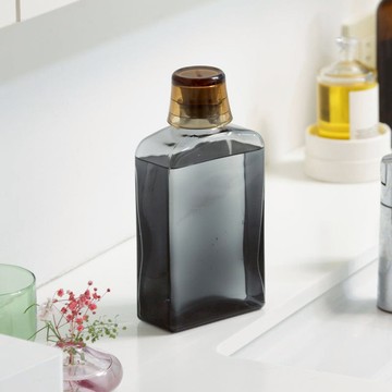 復古風漱口水用玻璃空瓶(附漱口杯)-400ml 單一規格