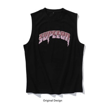 ulzzang幻影字母背心男潮牌情侶街頭寬松bf風夏季男女純棉無袖t恤