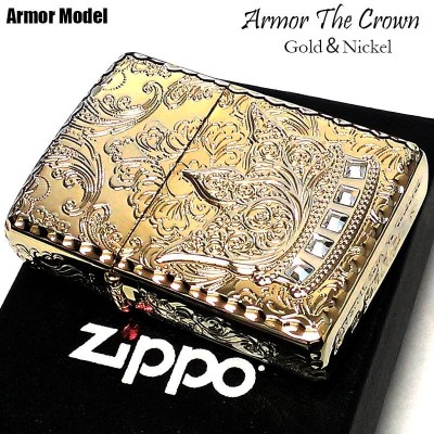 ZIPPO ライター アーマー 限定 ジッポ クラウン ゴールド 5面加工-