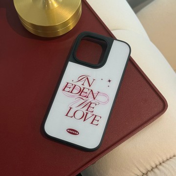 In Eden We Love 黑色防撞邊框光面手機保護殼