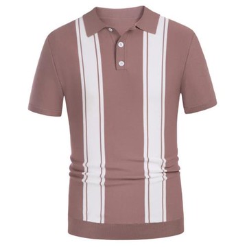 男裝夏季新款條紋針織衫短袖商務Polo衫Men striped short sleeve