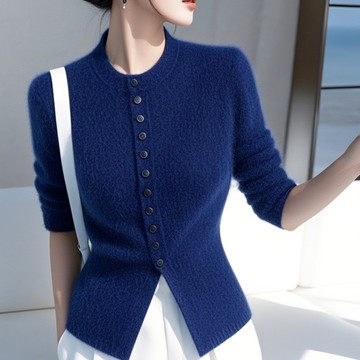 衣時尚 針織上衣 毛衣 針織外套 羊絨衫小外套 新款馬海毛毛衣繫收腰顯瘦針織衫內搭上衣S01-9419.