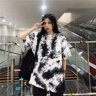 Tシャツ レディース タイダイ柄 半袖 夏 ゆるい トップス 韓国ファッション 原宿系 Bf風 ヒップホップ ダンス ストリート風 カジュアル 通販 Lineポイント最大get Lineショッピング