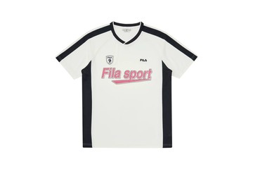 FILA 男涼感短袖圓領足球T恤-米白 M