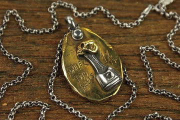 1% Skull & Piston Necklace(Brass) 1%骷髏活塞項墜