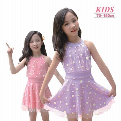 即納 花柄 チュール キッズ 子供 水着 女の子 ジュニア こども 子ども スクール水着 幼稚園 小学生 中学生 スイムウェア