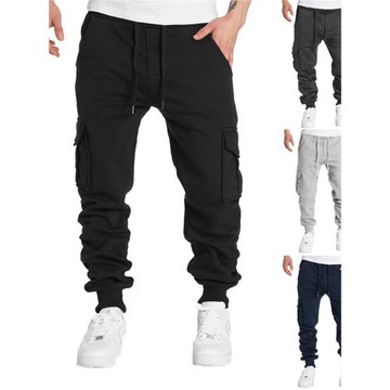 Men's sweatpants 抓絨休閑工裝褲男士多口袋褲子運動休閑長褲男
