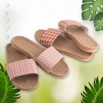千鳥格亞麻拖鞋-3雙入