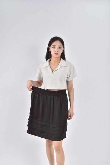 (XL) michel klein蛋糕黑色短裙