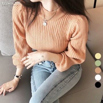 毛衣針織衫 長袖上衣 舒適百搭圓領針織上衣 韓國款修身顯瘦毛針織衫上衣 028371