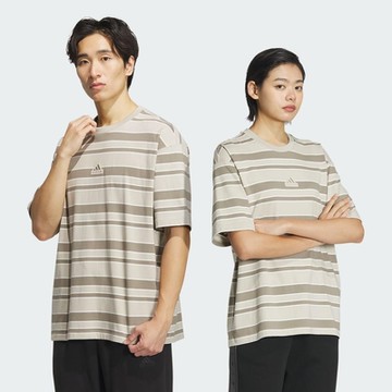 adidas 愛迪達 上衣 男款 短袖上衣 運動 亞規 ST FL STRIPE T 米白棕 IT3928