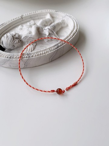 橙石榴石 紅+珊瑚橘*2+玫瑰粉 / 四股編 超極細 / 蠟線 幸運繩