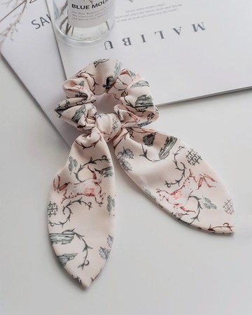 【倫敦印花】兔兔耳大腸髮圈 麻糬布 皇家鹿苑 手作禮物